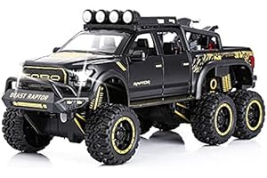 SASBSC Toy Pickup Trucks for Boys F150 Raptor DieCast Metal Model Car with Sound and Light for Kids Age 3 Year and up Black