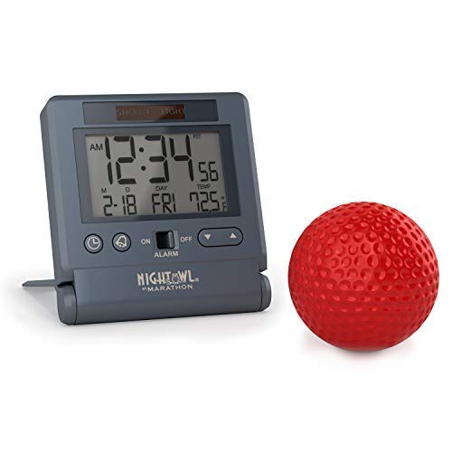 MARATHON Atomic Travel Alarm Clock with Auto Night Light, Blue 12 or