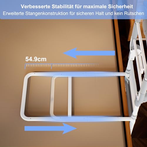 SANEWE Sponda Letto Anziani,Sponde per letto Anziani con borsa Supporto Regolabile in Altezza Pieghevole,Maniglia Antiscivolo,Luce con Sensore di Movimento,Adatto a Qualsiasi letto,Portata 160 kg