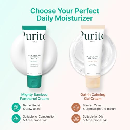 PURITO Panthenol 10% Barrier Cream | Face Moisturizer for Skin Barrier Repair | All skin types, sensitive and blemish-prone skin | Non-Comedogenic, Vegan | Korean Skincare, 100mL, 3.38 fl.oz