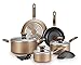 T-fal B036SE64 B036SE Excite ProGlide Nonstick Thermo-Spot Heat Indicator Dishwasher Oven Safe Cookware Set, 14-Piece, Bronze
