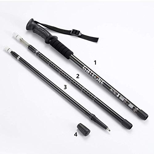 GOTOONE Hiking Walking Sticks Trekking Poles Telescoping Collapsible Ultra Strong Anti Shock Lightweight for Women Men with Reflective Wrist Straps (Black) - Thumbnail 4