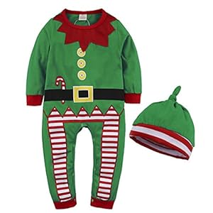 Gaga stad 2 stks Baby Kerst Kostuum Jongens Meisjes Jumpsuits Winter Lange Mouw Katoen Romper + Hoed