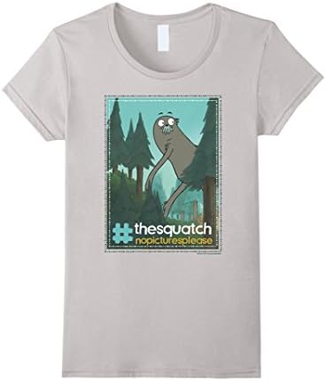 Womens CN We Bare Bears Charlie The Squatch Hashtag Graphic T-Shirt XL Silver