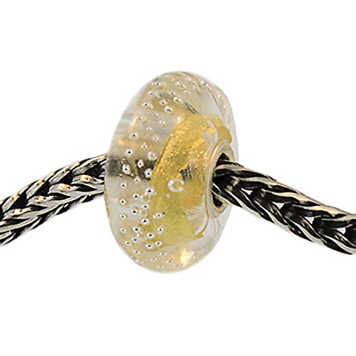 Authentic Trollbeads Glass 62023 Gold Silver Trace