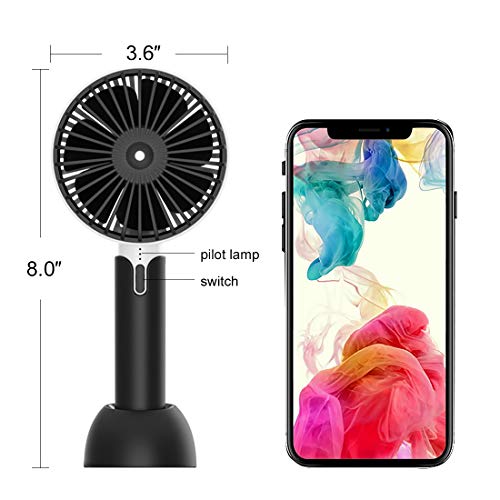 Mini Handheld Fan Battery Operated Personal Portable Fan USB Rechargeable Fan Adjustable Speed for Home Travel & Outdoors (Mini Handheld Fan-Black) - Thumbnail 2