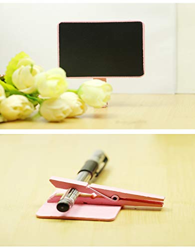 JKJF Wooden Mini Colorful Chalkboard Label Clip Message Boards for Memo, Food Label, Party Decor (12 Pieces)