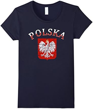Womens Polska flag distressed tshirt for the proudly Polish XL Navy