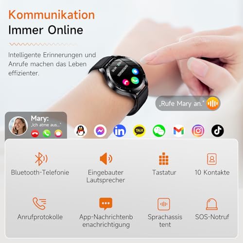 Lgnitek 2026 Men's Smartwatch with ECG/HRV/BMI/Uric Acid, 1.43 Inch AMOLED Health Watch with 24H Blood Pressure SpO2 Body Temperature Sleep Monitor SOS Emergency Call Fitness Watch for Android/iOS