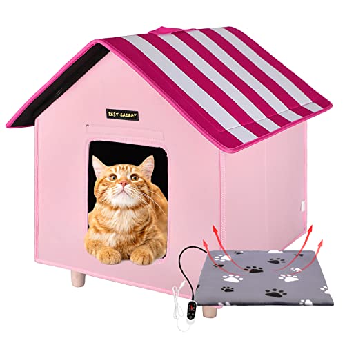 RestEazzzy Cat House, Outdoor Cat Bed with Pet Heating Pad in Winter