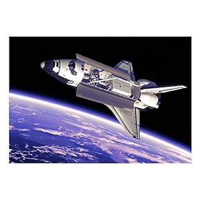 Wall26 - Space Shuttle Floating in Space Above Planet Earth- Wall Mural, Removable Sticker, Home Decor - 66x96 inches