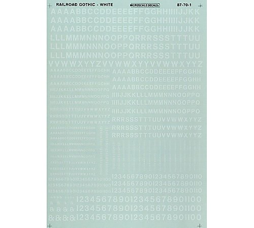 HO Letters & Numbers, Gothic/White