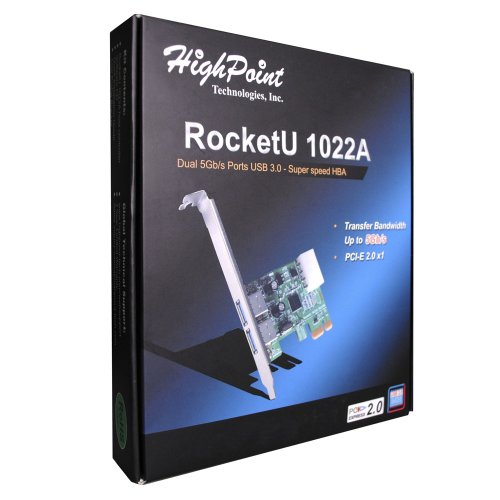 HighPoint RocketU 1022A SuperSpeed USB 3.0 PCI-Express 2.0 x1 Non-RAID HBA