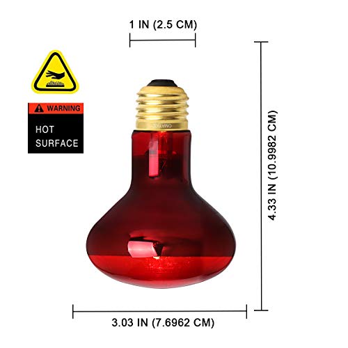 OMAYKEY 75W Infrared Spot Heat Lamp Bulb Red Light Glass Heating Lamps Bulbs for Lizard Snake Chameleon Bearded Dragon Aquarium Reptile & Amphibian - 2 Pack