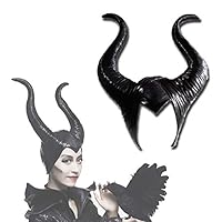 GLAUCUS Halloween Costumes Horns Hat Black Deluxe Magic Witch Headpiece Cosplay Movie Costume Horns Headdress for Women, 50-58