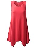 URBANCLEO Womens Handkerchief Hem Sleeveless eLong Tunic Tank Top Shirt (S-3X)