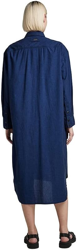 Donna Long Western Shirt Dress Evergreen, Blu (rinsed D22983-D309-082), XS