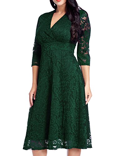 Women's Lace Plus Size Mother of the Bride Skater Dress Bridal Wedding Party Green 20W - Thumbnail 2