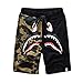 Athletic Pants Shark Pattern Hip hop Camouflage Stitching Shorts Men Drawstring Sports Shorts