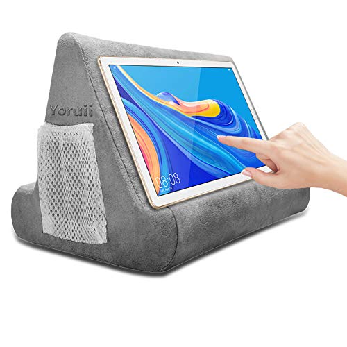 Soft Pad Pillow Stand Holder Tablet Mobile Phone Pillow Lap Stand Multi-Angle Reading Support Pillow Stand Suitable for Tablet Computer Ereader Smart Phone and Books (Grey)