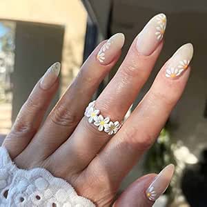 Amazon.com: RikView White Almond Press on Nails Medium Fake Nails Nude