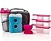 Insulated Meal Prep Bag, Lunch Box with Leakproof Portion Control Container Set, Reusable Ice Pack, Shaker Bottle and Vitamin Pocket for Healthy Meals All Day (Pink)