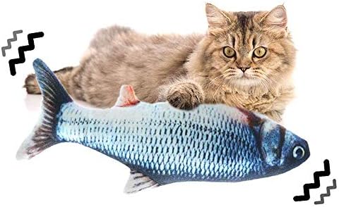 Bestmaple Moving Cat Kicker Fish Toy, Realistic Plush Simulation