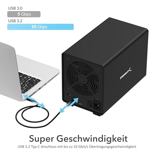 SABRENT 5-Bay USB 3.2 Gen 2 SATA Docking Station for 3.5” HDD/SSD, 10Gbps USB-C DAS, Tray-Less Hot-Swap, Aluminum Enclosure with 120mm Cooling Fan, Individual Power Switches, No RAID (DS-SC5B)