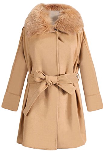 ASL Women's Winter Casual Wool Collar Peas Coat Camel XS ASL Women's Winter Casual Wool Collar Peas Coat Camel XS