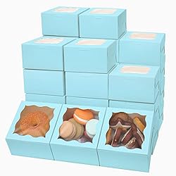 Light Blue Bakery Boxes with Window 4x4x2.5 inches