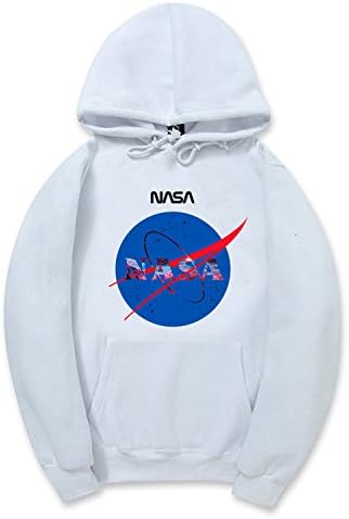 anhua xu Fashion NASA Logo Print Hoodie Sweatshirt with Kangaroo Pocket for Men Women Unisex