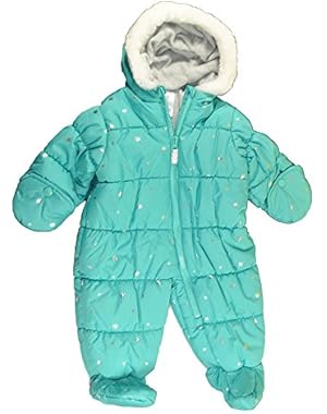 Baby Girls Light Green Sparkly Star One Piece Snow Suit
