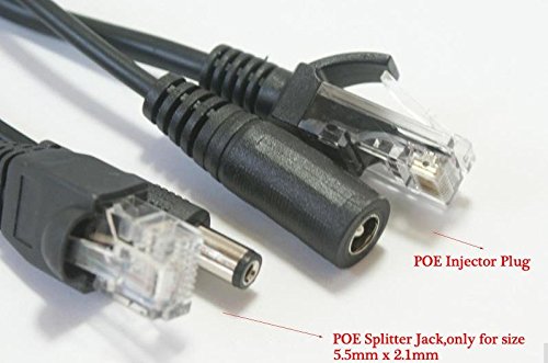 AYA Power Over Ethernet Injector Splitter Cable Adapter Passive PoE Kit 7" (18cm) with DC Connectors - Thumbnail 4