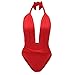 Women Backless One Piece Monokini Bikini,Red,Small