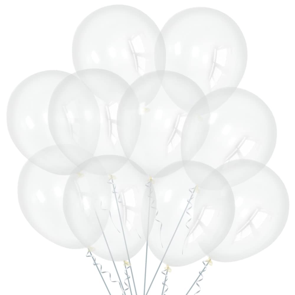BEISHIDA 10 Inch 100 Pack Clear Balloons, Transparent Party Balloons, Latex Matte Round Balloons for Birthday Party, Baby Shower, Girls Kids Party, Wedding Graduation Anniversary