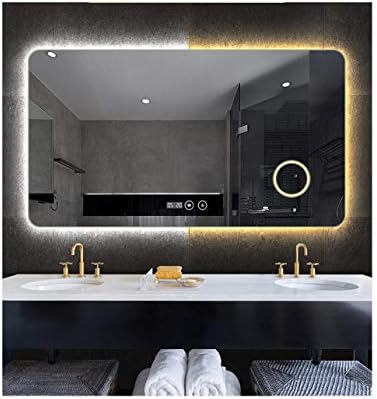 LED bathroom mirror, backlit mirror, frameless light mirror@900mm*1500mm_warm light