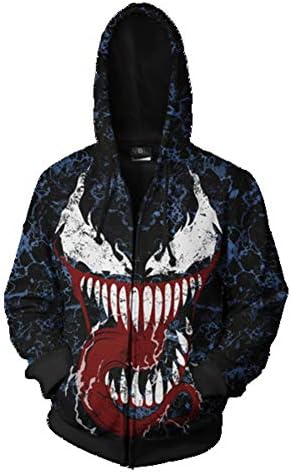 Venom Hoodie,3D Venom Hoodie for Men Printed Zipper Hoodie Sweatshirt