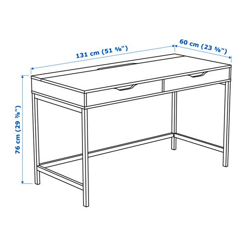 Ikea Alex Computer Desk with Drawers (Grey