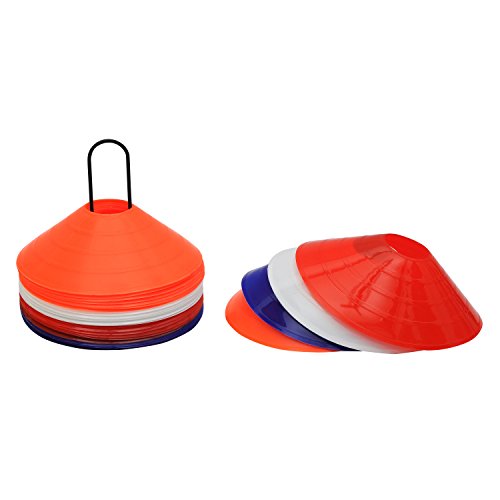 GSI 2 inch high Disc Cones Soccer Cones with Stand for Agility Training, Football, Soccer, Field Cone Markers - Pack of 50