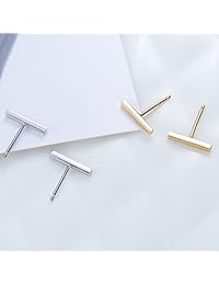 S.Leaf Sterling Silver Earrings Bar Stud Earrings Gold Earrings for Women