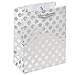 12 Metallic Silver Gift Bags Medium Sized with Rope Handle Polka Dots, Stripes and Chevron Exquisite Designs for Bridesmaid Wedding Christmas Holiday Birthday