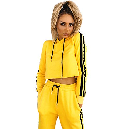Dressin_Women's Hoodie Patchwork Long Pant Two-Piece Outfit Sweatshirt