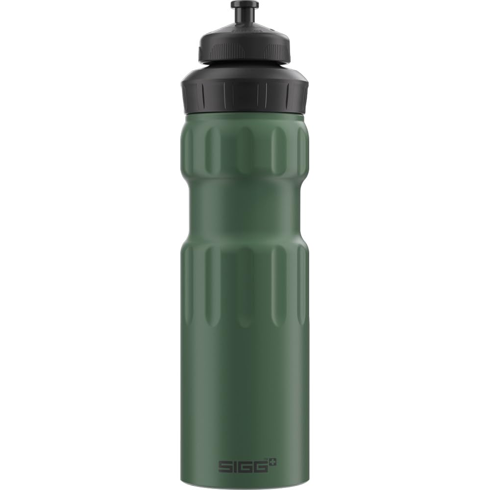 Sigg WMB Sports Leaf Green Touch Water Bottle (0.75 L), Pollutant-Free and Leak-Proof Metal Bottle, Lightweight Aluminium Bottle for Sports
