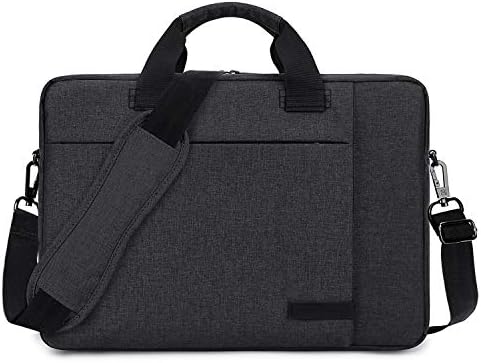 Laptop Bag 15.6 Inch Nylon Business Briefcase Lightweight Office College Messenger Bag Water Resistant Shoulder Bag with Adjustable & Detachable Strap Fits Computer Notebook for Men Women, Black