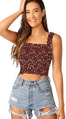 red smocked tank top