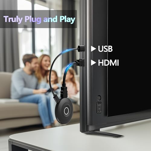 2026 Wireless HDMI Dongle 4K for TV, 2.4/5G Ultra Low Lag, Miracast Wi-Fi HDMI Wireless Dongle, Airplay Adapte, Wireless Mirroring Video Audio for Phone i-OS Android Pad DLNA Mac PC to TV Monitor