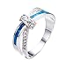 Bamos Jewelry Blue Opal Best Friend Valentine's Day Gift White Gold X Cross Womens Ring Size 6