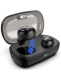 Auriculares inalámbricos Bluetooth 5.0, auténticos auriculares estéreo inalámbricos Bluetooth TWS con cancelación de ruido, manos libres en la oreja, IPX5, impermeables, con funda de carga, micrófono integrado