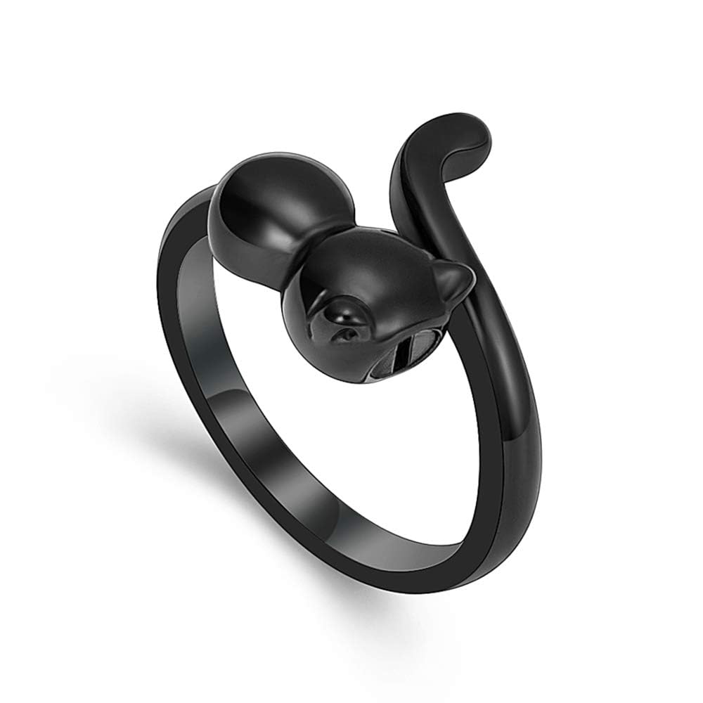 QGJNSGC Cat Cremation Ring Jewelry for Pet Ashes Urn Ring for Ashes Pets Love Cat for Keepsake Memorial Locket Holder for Women