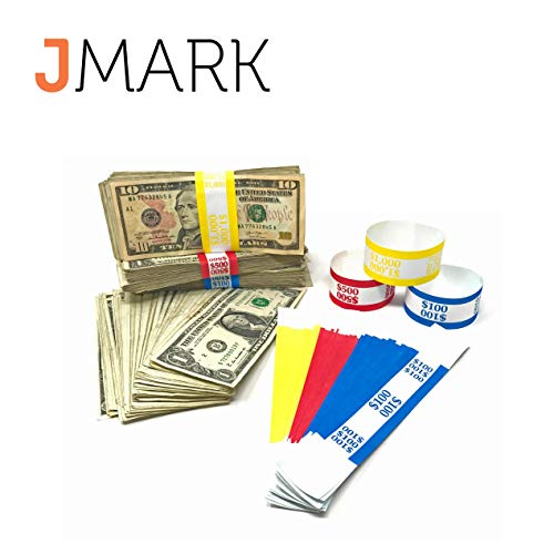 Money Bands Currency Sleeves Straps - Made in USA (Pack of 3000) Self-Adhesive Assorted Money Wrappers for Bills Color Coded Wraps Meets ABA Standards, 7.5 x 1.25 inches - Counter Recyclable Kraft Pap - Thumbnail 5